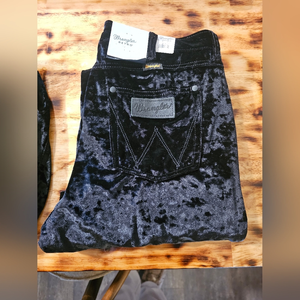 Wrangler Black Velvet Wide Leg Jeans